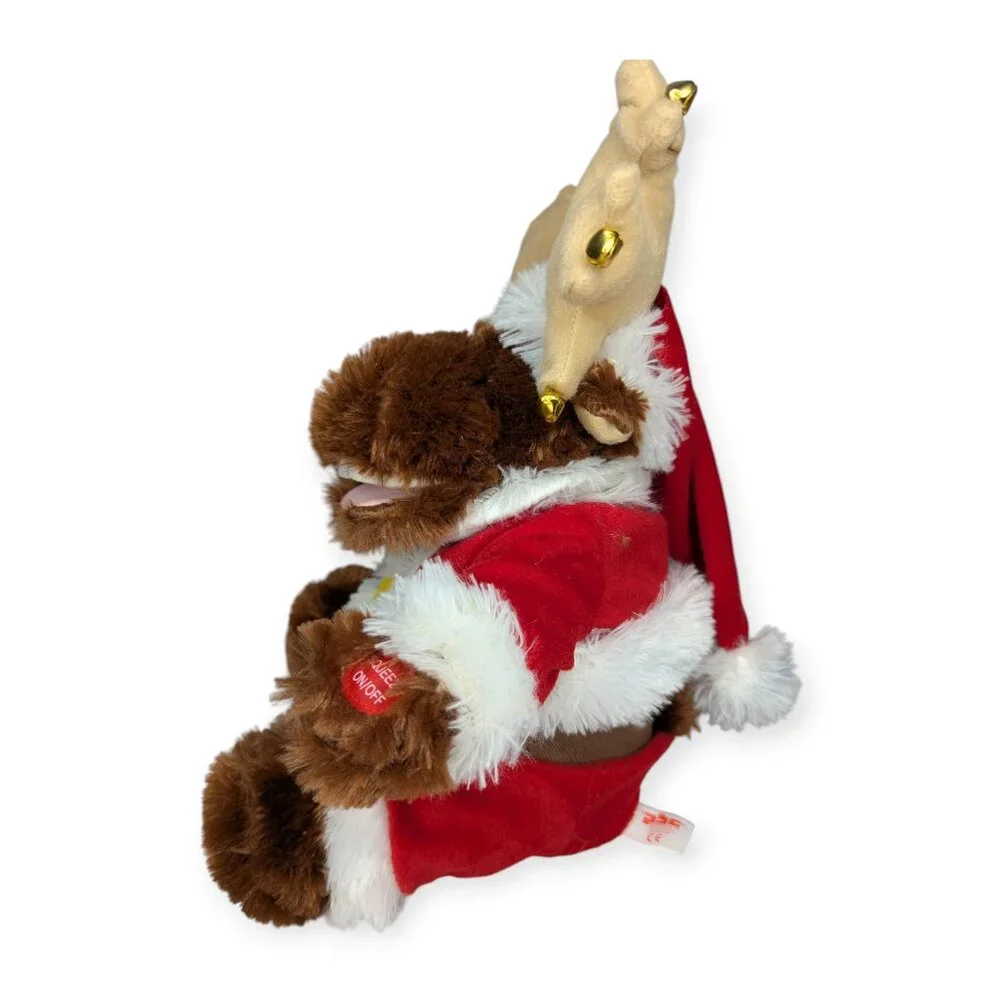 PBC Jethro Moose Sings Jingle Bell Rock Animated Plush Moose Santa Outfit WORKS